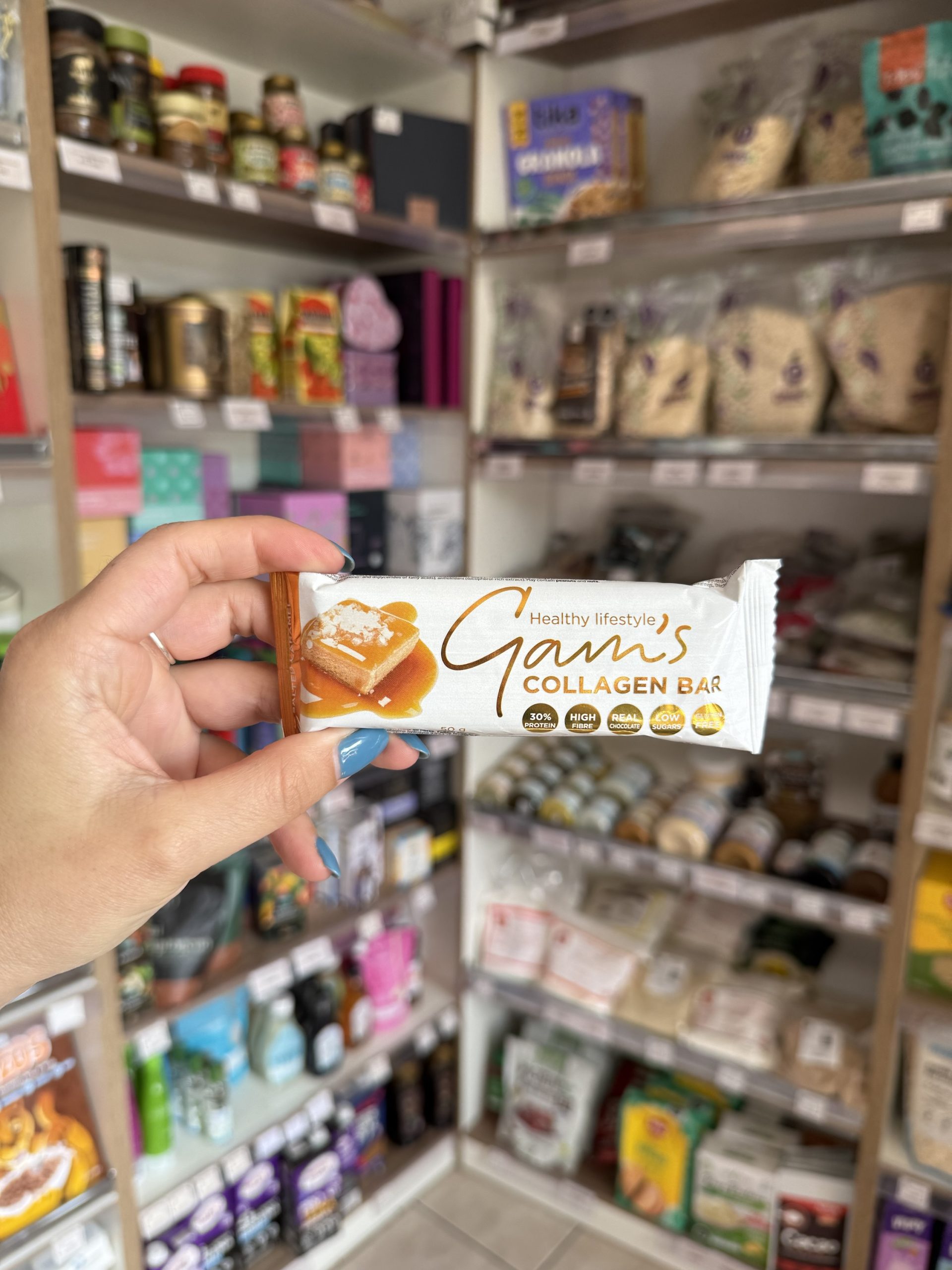 BARRA DE COLAGENO GAMS CARAMELO SALADO 50 GR