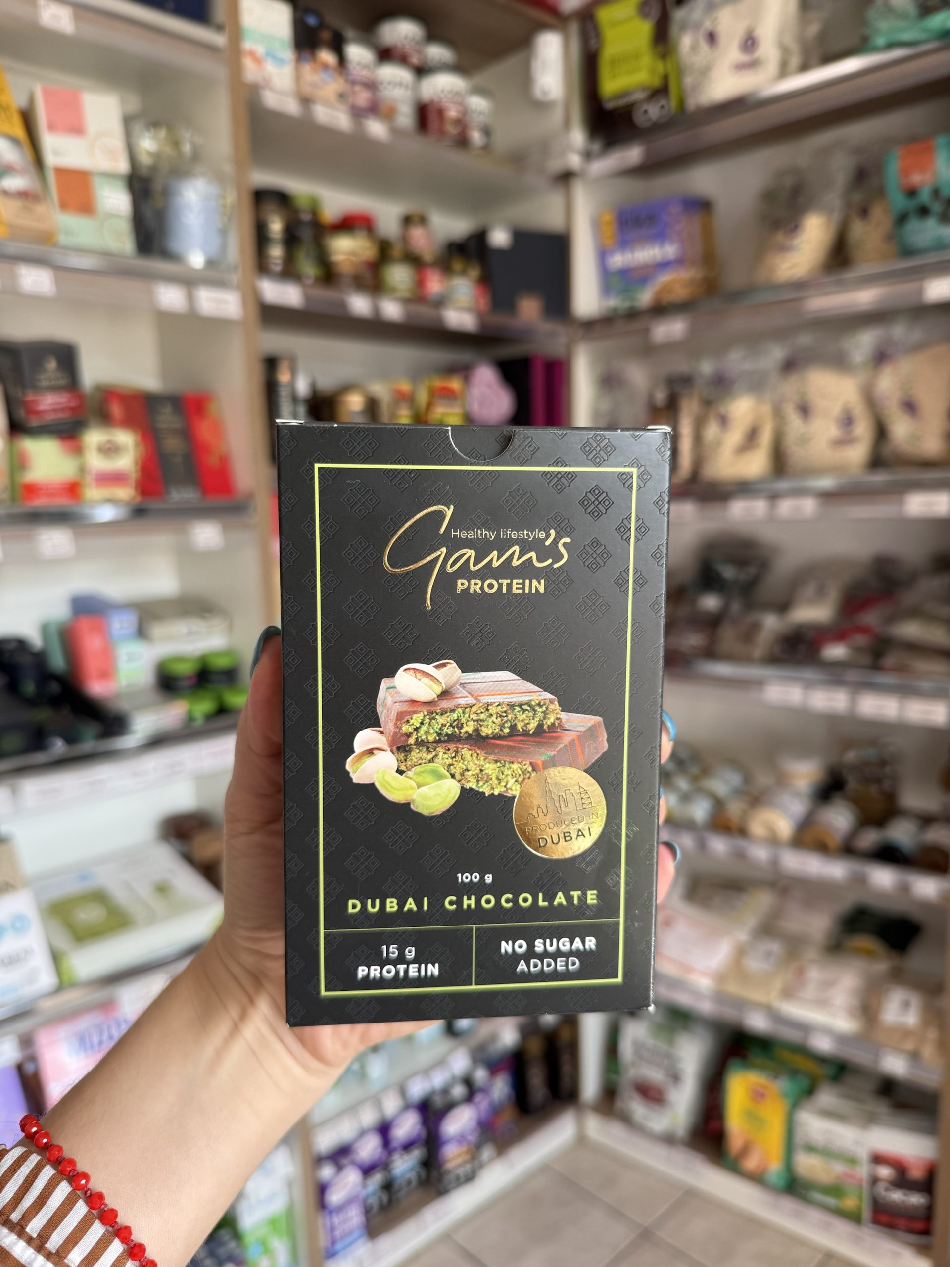 Barra De Chocolate Dubai GAMS 100 G Pistacho