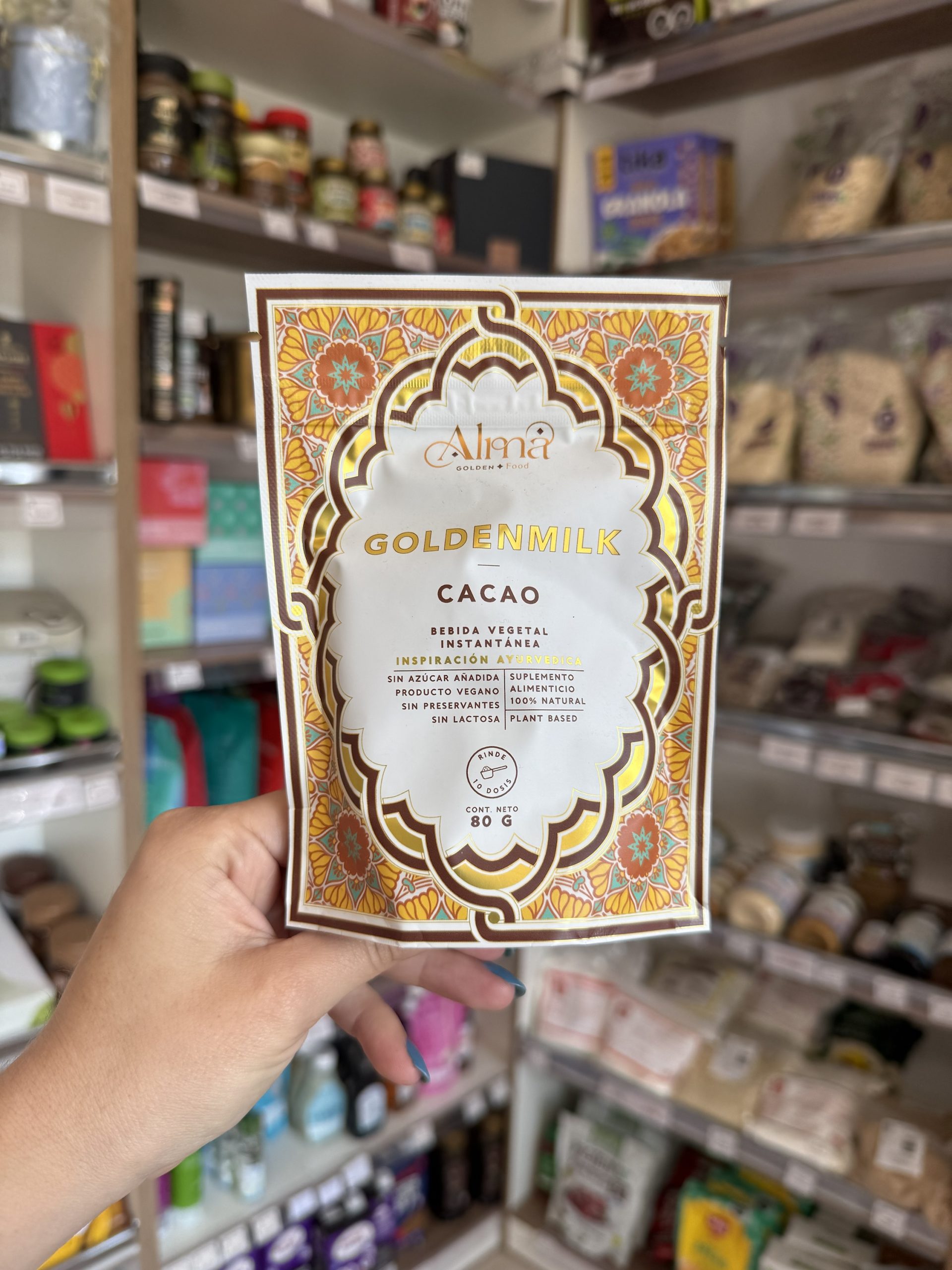 GOLDENMILK CACAO/ LECHE DORADA CACAO 80 GR ALMA GOLDEN