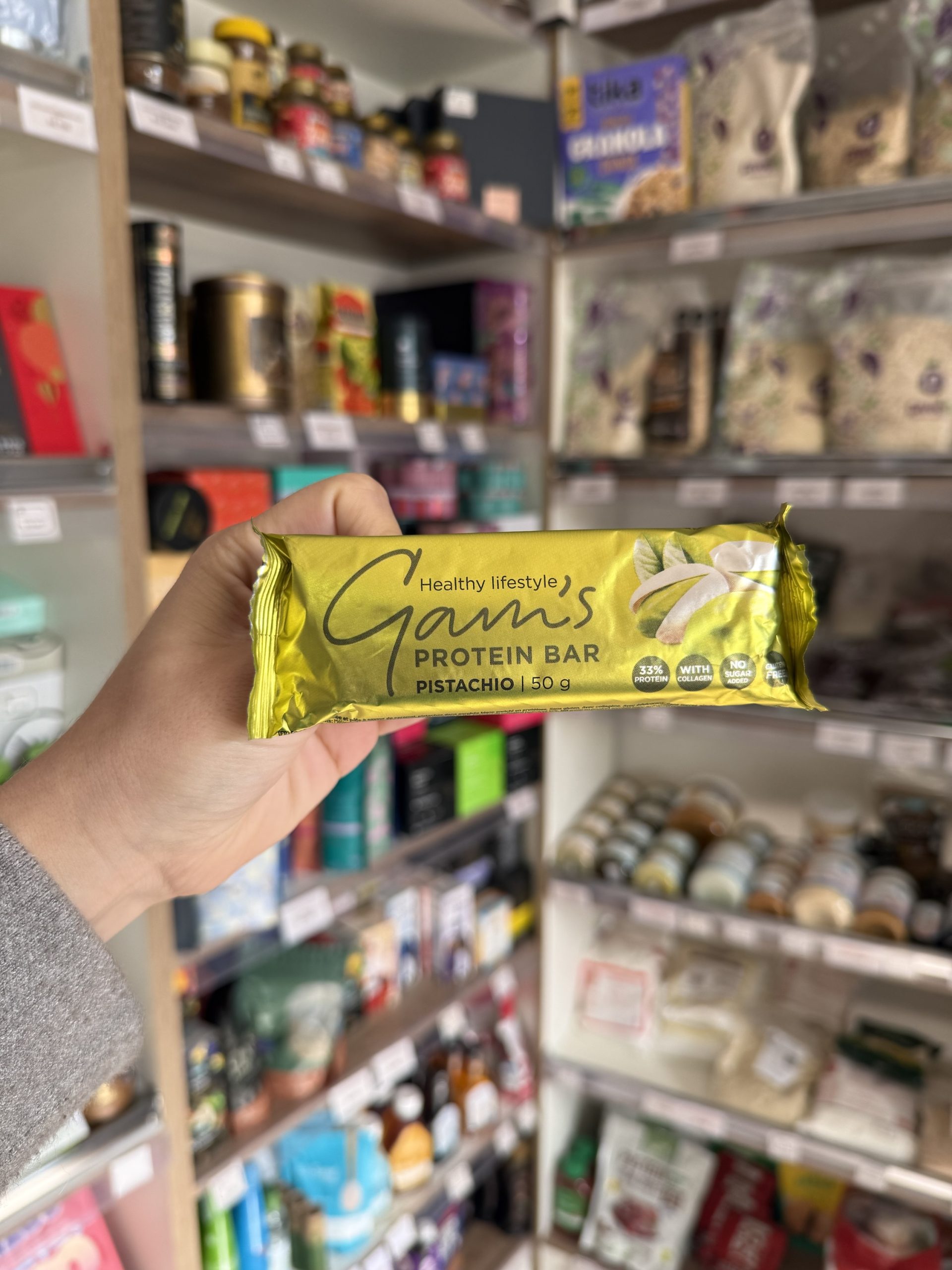 BARRA DE PROTEÍNA GAMS PISTACHO 50 gr