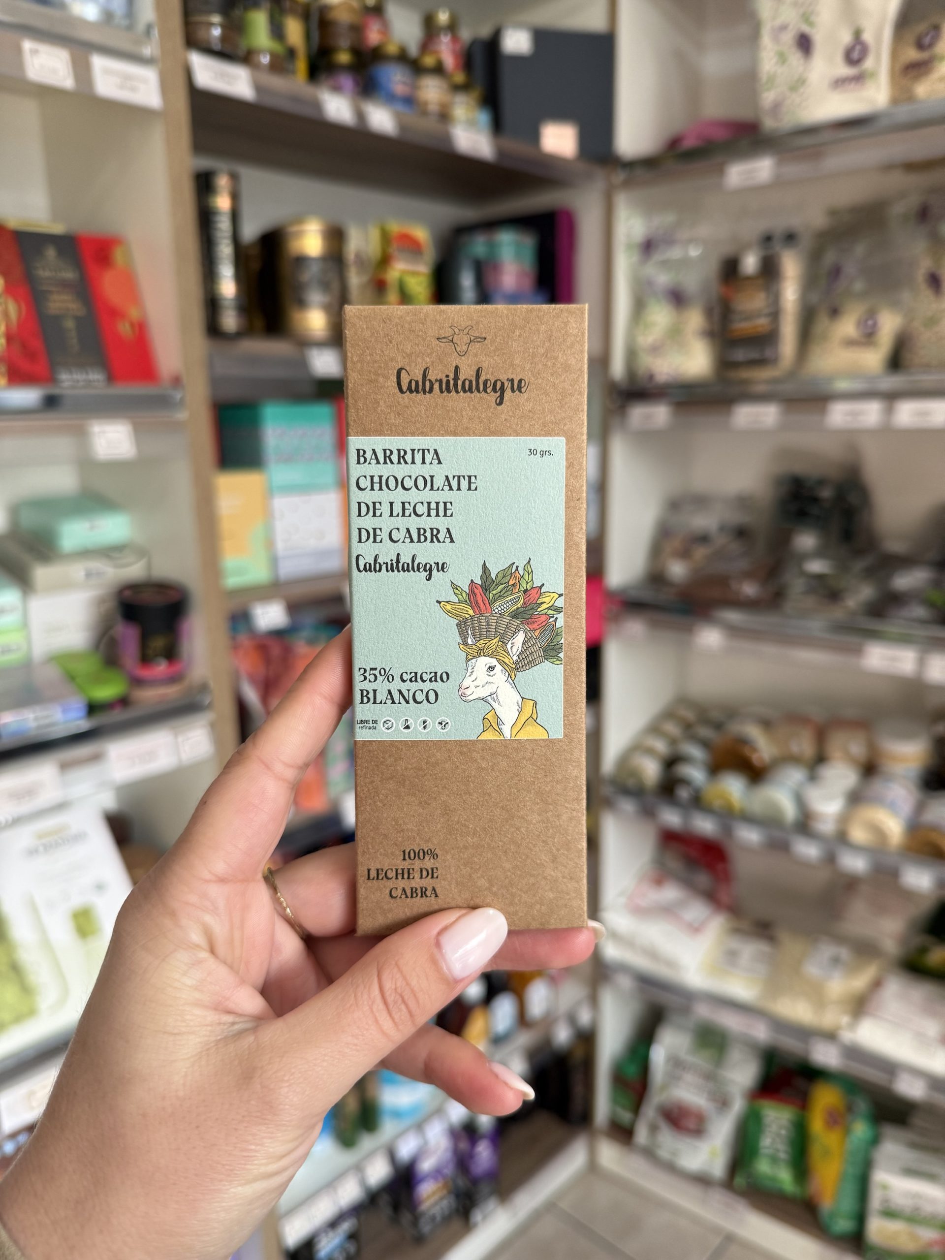BARRITA CHOCOLATE 30 GR DE LECHE DE CABRA 35% CACAO BLANCO